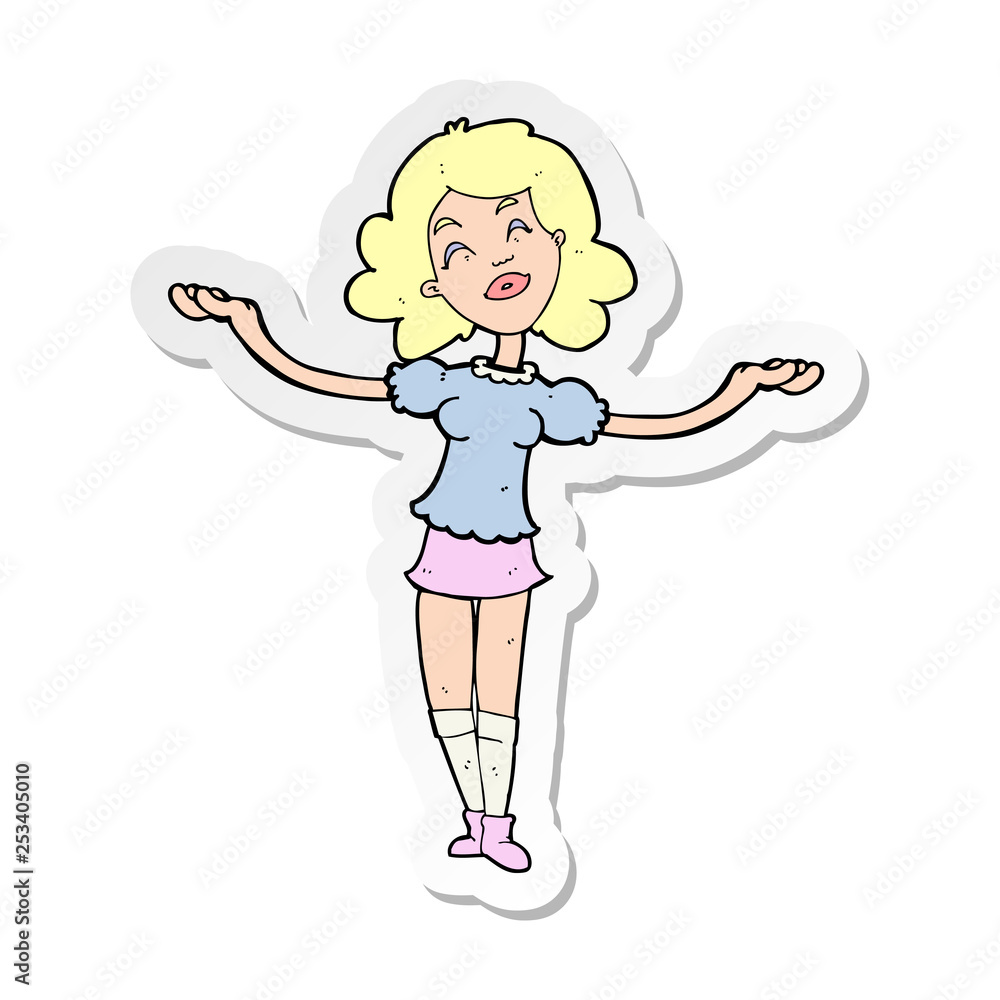 sticker of a cartoon woman taking praise sticker of a cartoon woman taking praise