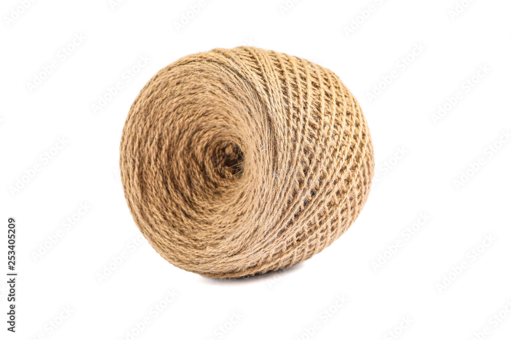 Spool of hemp rope isolated on white background Spool of hemp rope isolated on white background