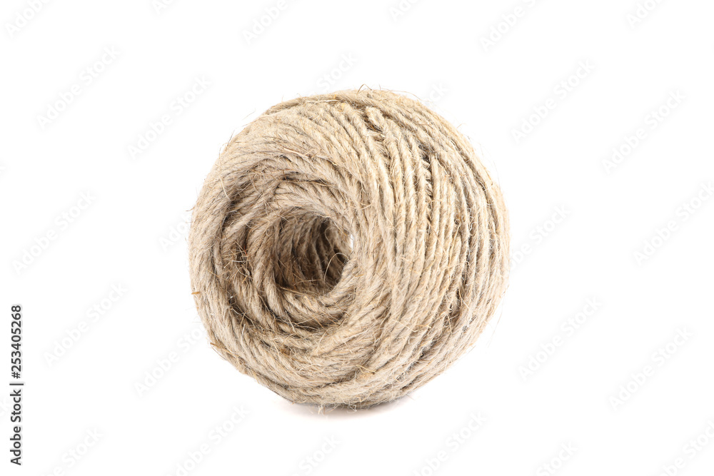 Spool of hemp rope isolated on white background Spool of hemp rope isolated on white background