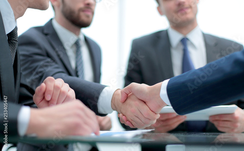 Business handshake and business people concept. photo