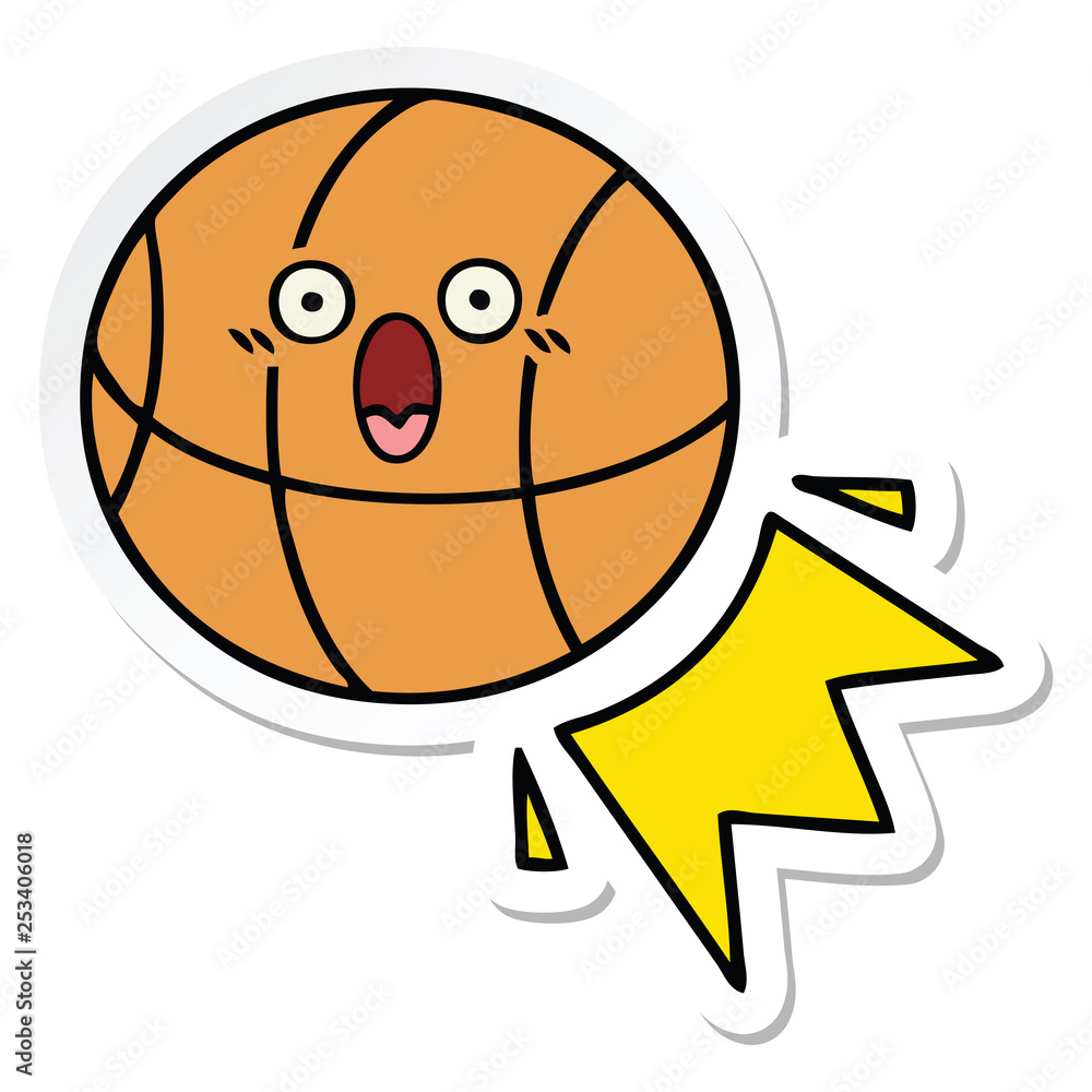sticker of a cute cartoon basketball sticker of a cute cartoon basketball