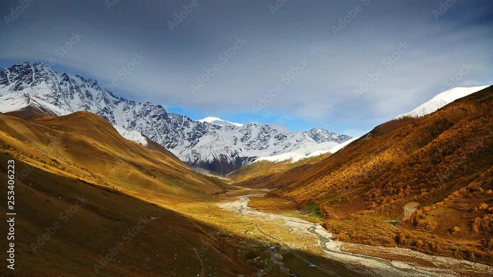 A look at the main Caucasus ridge. Location place Shkhara range, Svaneti, Georgia. A look at the main Caucasus ridge. Location place Shkhara range, Svaneti, Georgia.