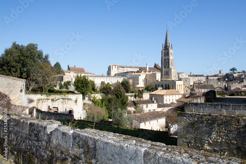 Saint Emilion, Gironde-Aquitaine / France - 03 05 2019 : View on Centre and Church Wine District near bordeaux photo