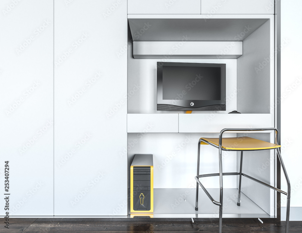 Computerarbeitsplatz mit Stuhl in Wohnraumnische Computerarbeitsplatz mit Stuhl in Wohnraumnische