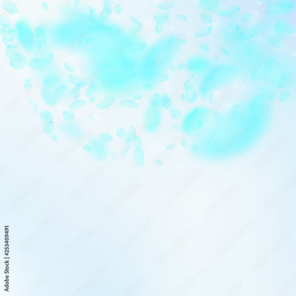 Turquoise flower petals falling down. Good-looking Turquoise flower petals falling down. Good-looking