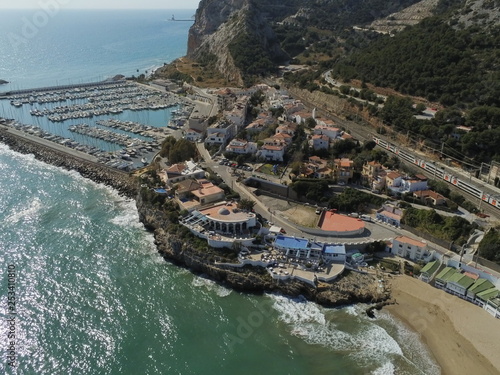Aerial view of Garraf, Barcelona between Sitges and Castelldefels. Spain. Drone Photo
