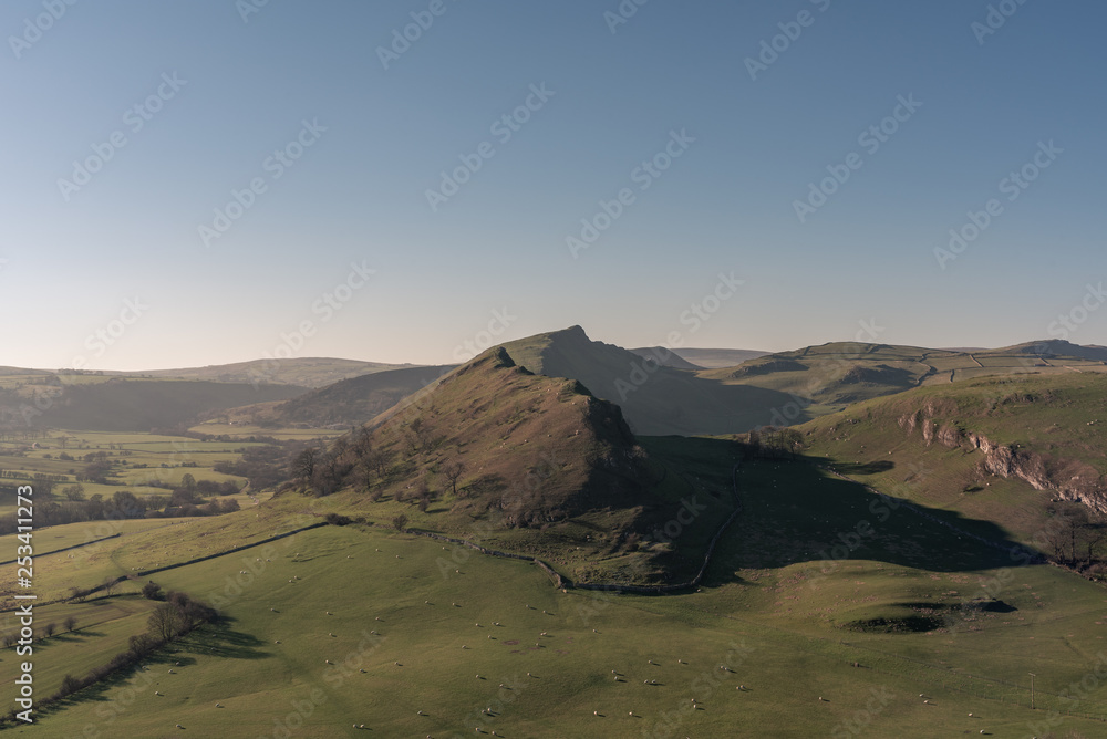 Sunset on Parkhouse Hill and Chrome Hill in the Peak District National Park