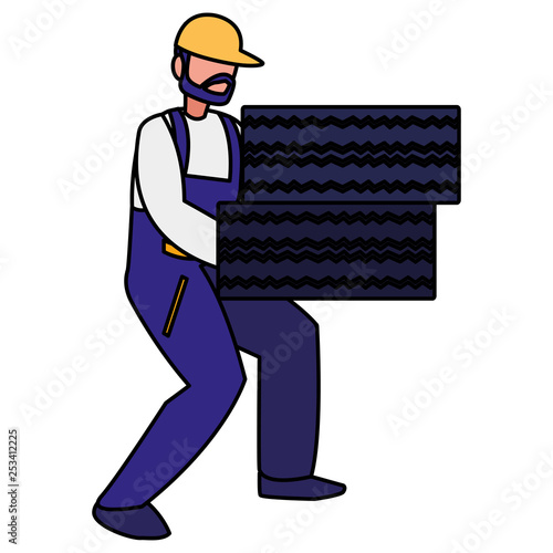 mechanic worker with tires car