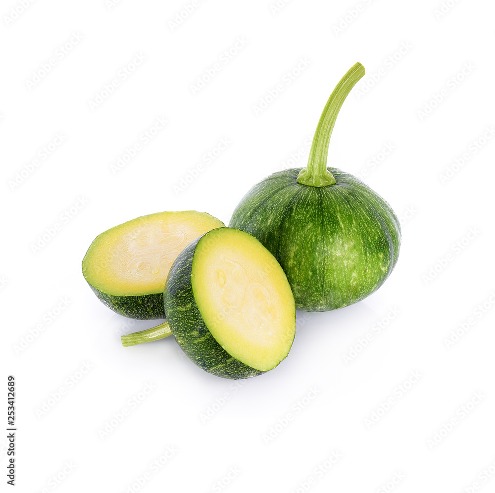 Slices Young Green pumpkin isolated on the white background Slices Young Green pumpkin isolated on the white background