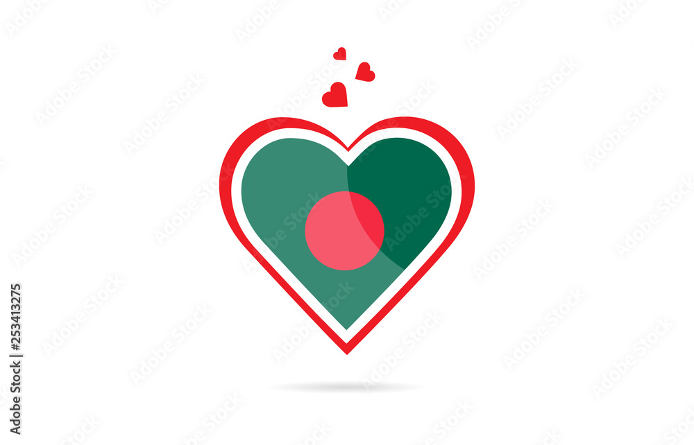 Bangladesh country flag inside love heart creative logo design