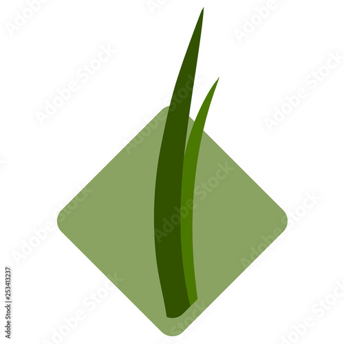 Seedlings of grass for breeding in the abstract vector. Icon for agriculture on the background of green rhombu