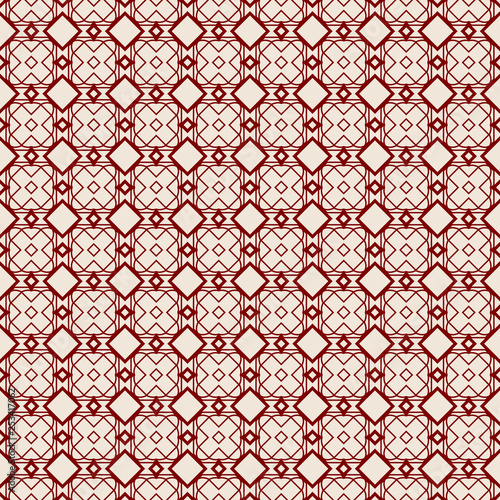 Abstract Vector Seamless Pattern With Abstract Geometric Style. Repeating Sample Figure And Line. For Fashion Interiors Design, Wallpaper, Textile Industry. red rose color