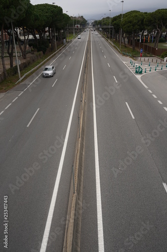 Highway of Barcelona in Castelldefels. Spain. Aerial view