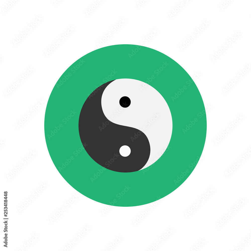 yin yang icon on green background yin yang icon on green background