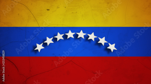 National flag of Venezuela with cracked texture.