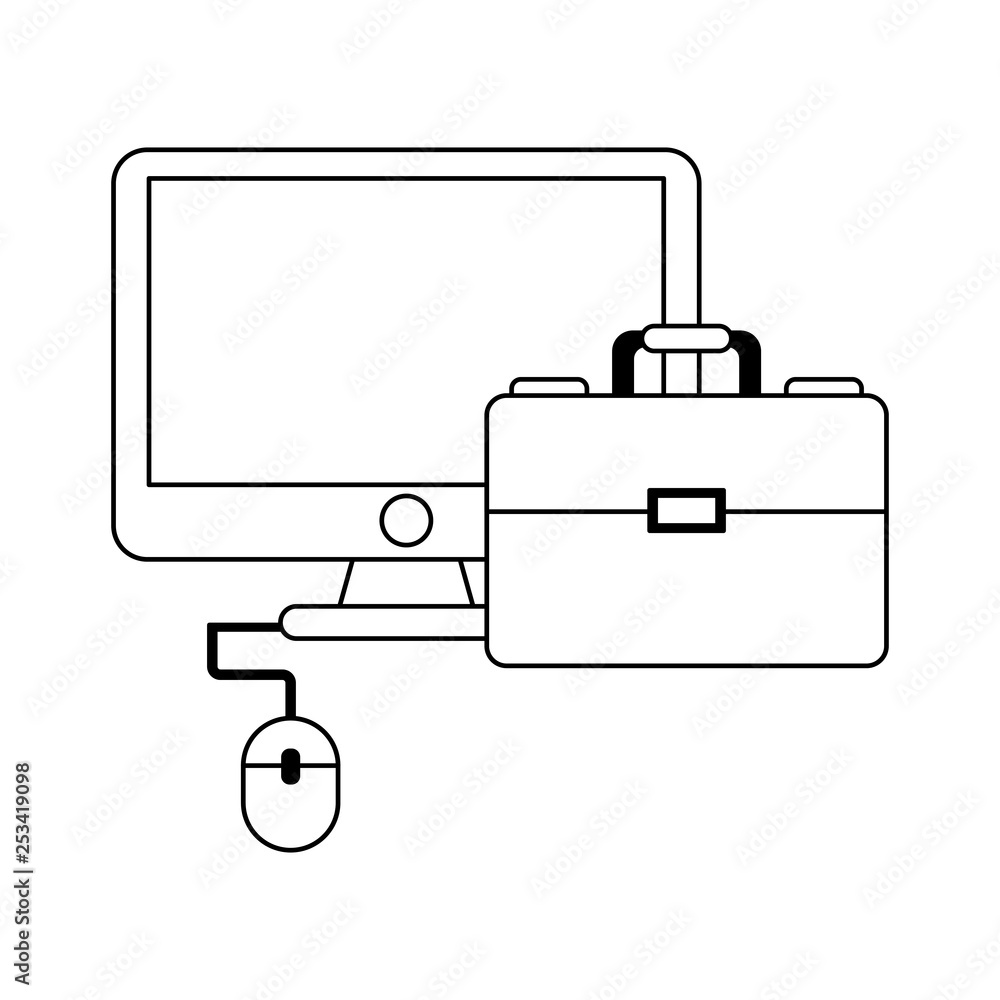 Business and office elements black and white Business and office elements black and white