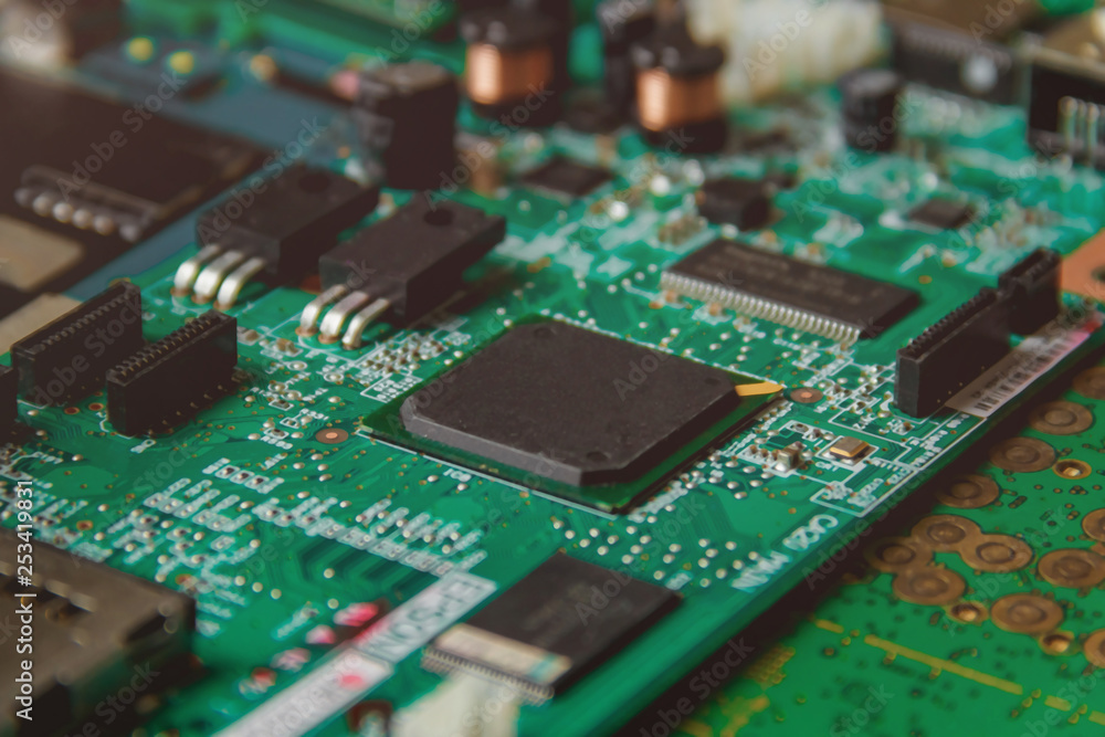 Printed Circuit Board with many electrical components Printed Circuit Board with many electrical components