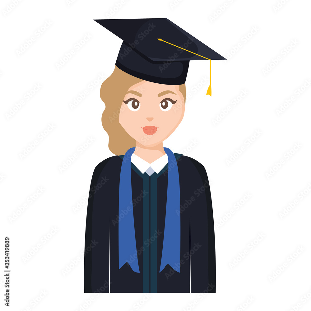 young student graduated girl character young student graduated girl character
