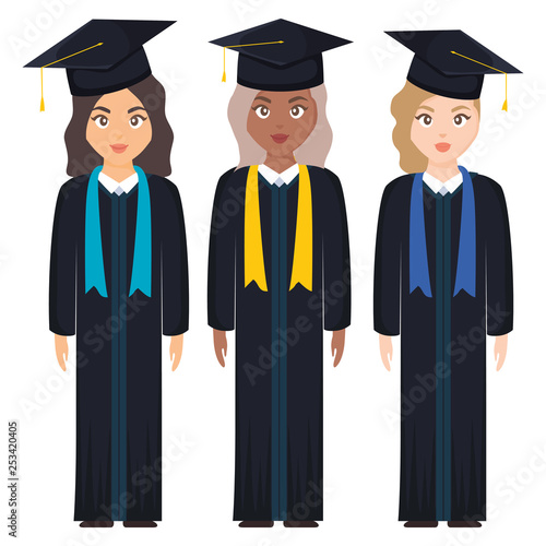 young students graduated girls diversity characters