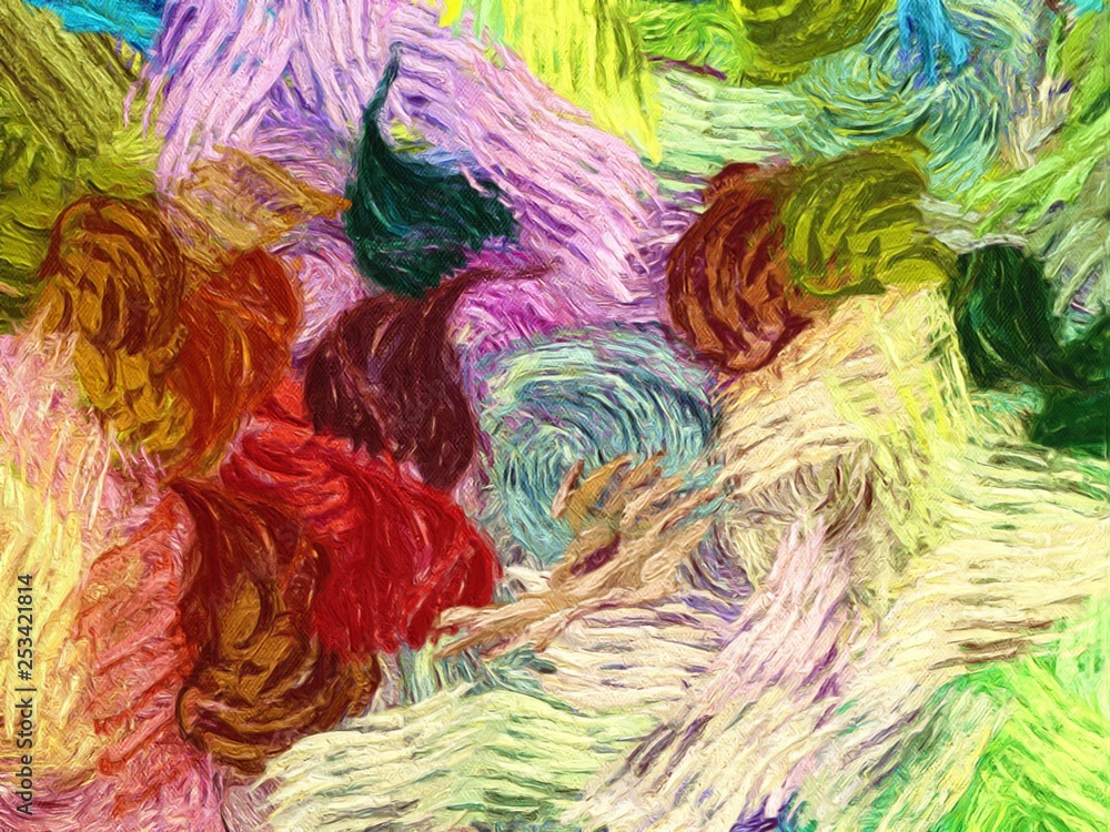 Obraz premium Modern painting wall art decor. Abstract drawing background. Design artwork. Brush strokes on canvas. Artistic pattern. Creative fashion print. Good as psychedelic poster. Surreal graphic abstraction.