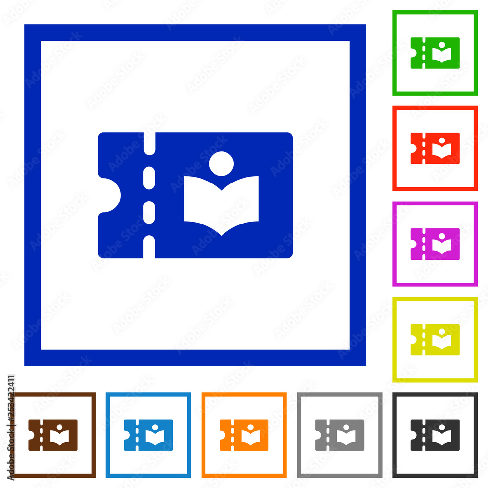 Library discount coupon flat framed icons Library discount coupon flat framed icons