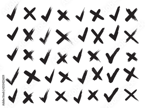 Cross and hook collection, icons set, black isolated on white background, vector illustration.
