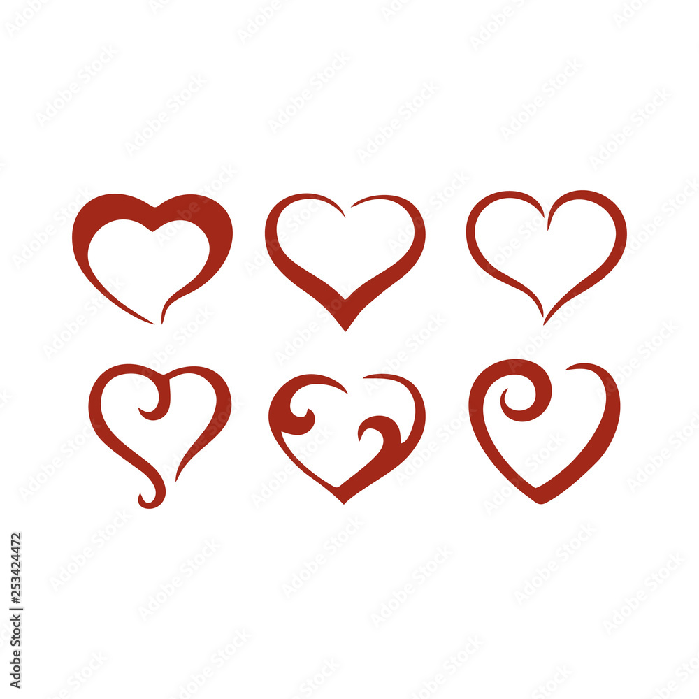 Abstract red hearts pack