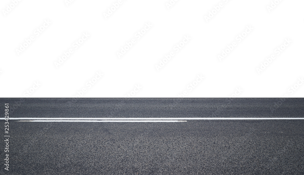 Fototapeta premium Asphalt road isolated on white background with clipping path.