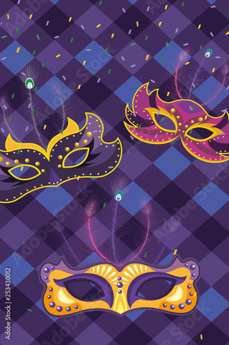 mask with harlequin pattern background