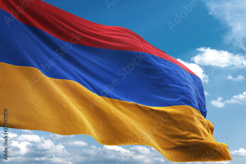 Canvas Print Armenia flag waving sky background 3D illustration