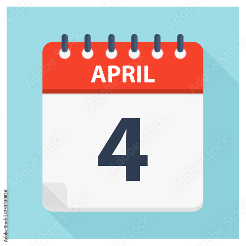 April 4 - Calendar Icon - Calendar design template