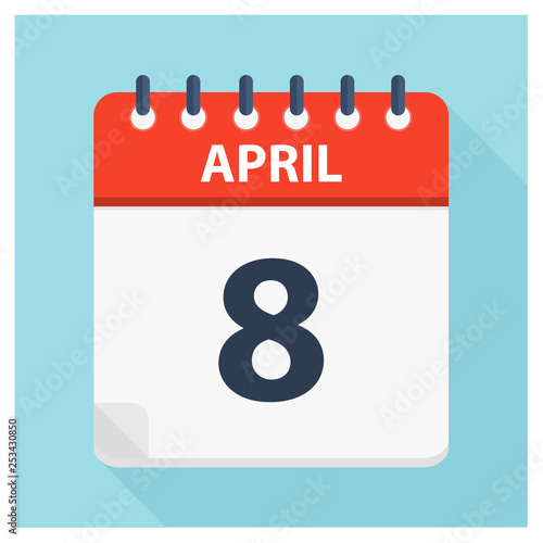April 8 - Calendar Icon - Calendar design template