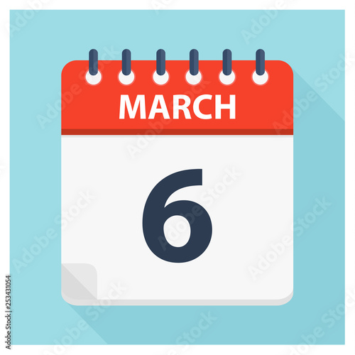 March 6 - Calendar Icon - Calendar design template