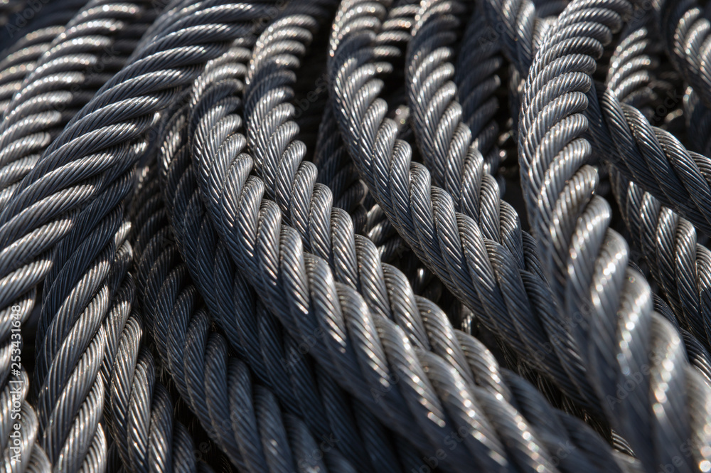 Closeup view of new clean steel rope or steel cable. Industrial wire  texture. foto de Stock | Adobe Stock