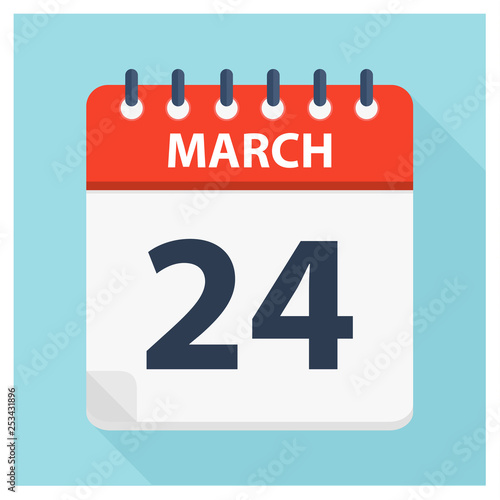 March 24 - Calendar Icon - Calendar design template