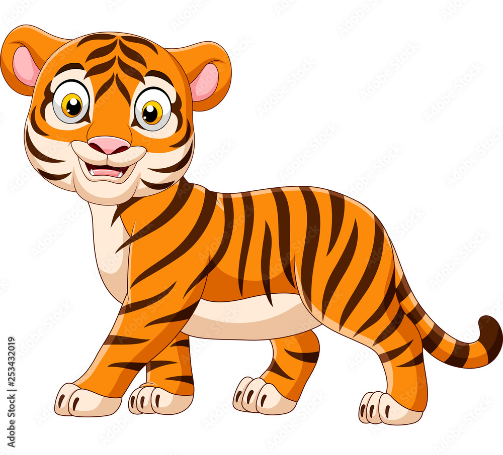 Cartoon baby tiger isolated on white background Cartoon baby tiger isolated on white background