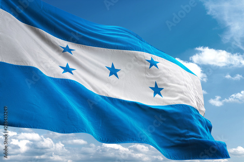 Fotografie Honduras flag waving sky background 3D illustration