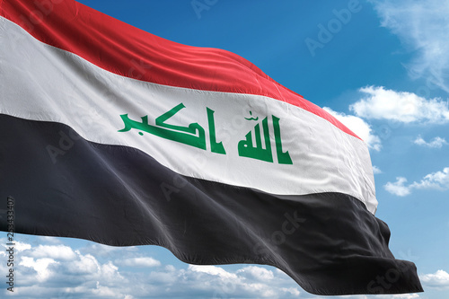Iraq flag waving sky background 3D illustration