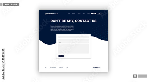 Web design mockup with contact page layout