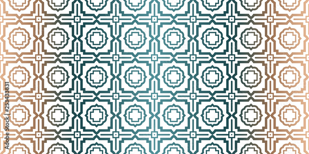 Geometric Pattern With Hand-Drawing Ornament. Vector Super Illustration. For Fabric, Textile, Bandana, Scarg, Colored Print. Brown green color