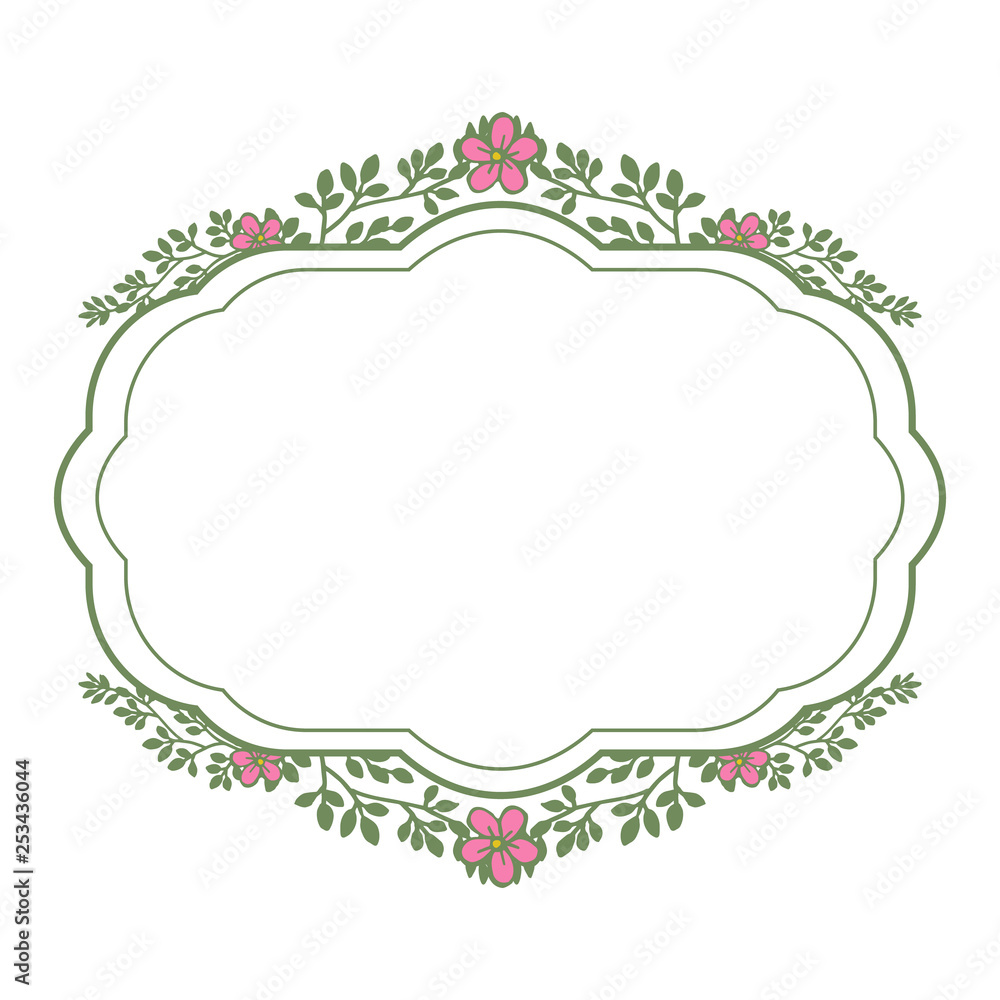Vector illustration pink flower with leaves arranged in frame hand drawn Vector illustration pink flower with leaves arranged in frame hand drawn