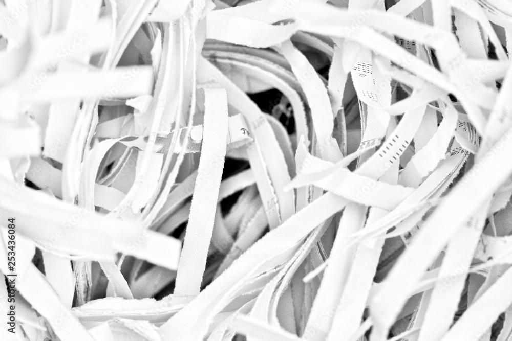 Close up shredded scrap paper Close up shredded scrap paper