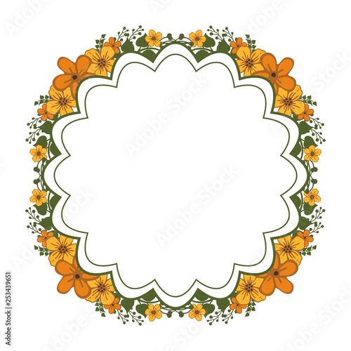 Vector illustration style orange wreath frames isolated on white background hand drawn