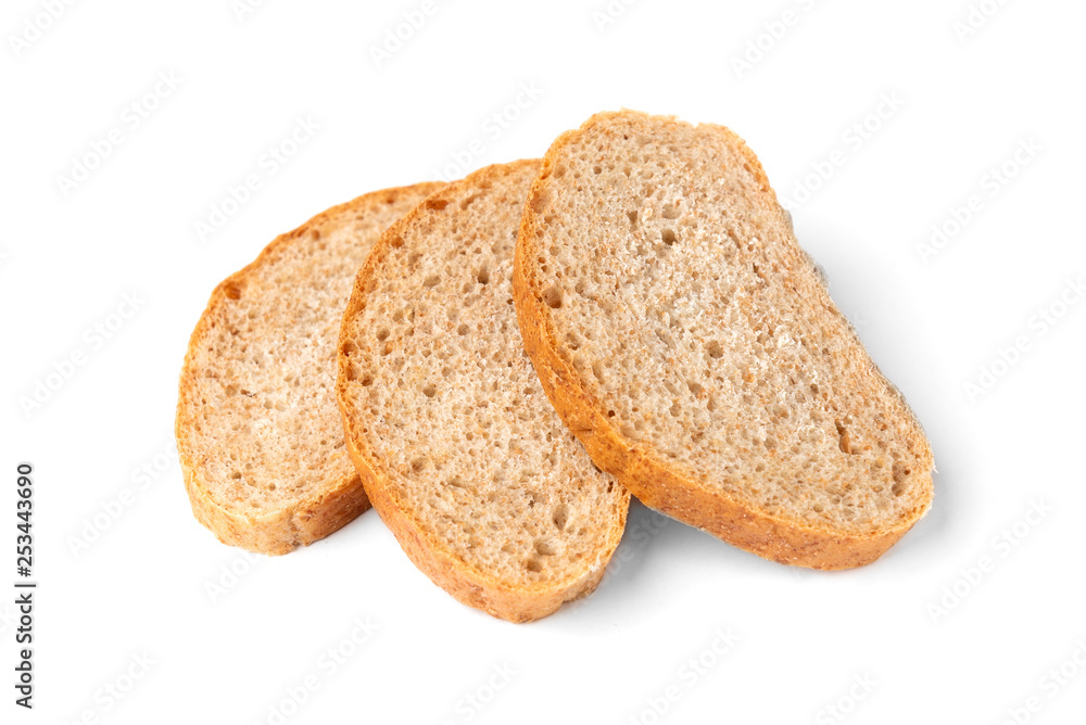 Bran bread isolated on white background.