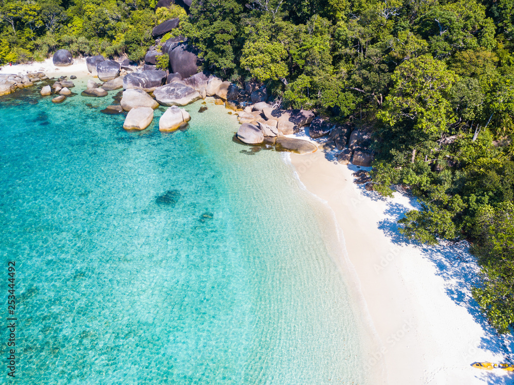 Aerial of Boulder island in Myanmar island Aerial of Boulder island in Myanmar island