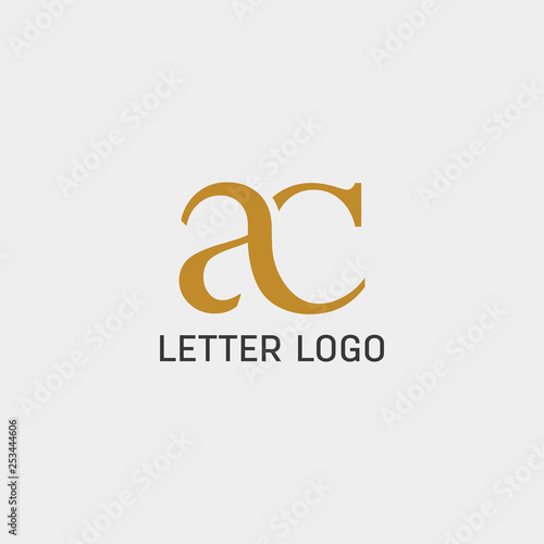 letter ac, ca gold creative logo template with business card