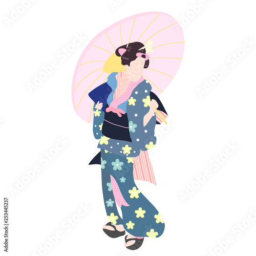 geisha with umbrella