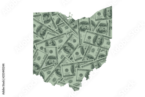 Ohio State Map and Money, Hundred Dollar Bills photo