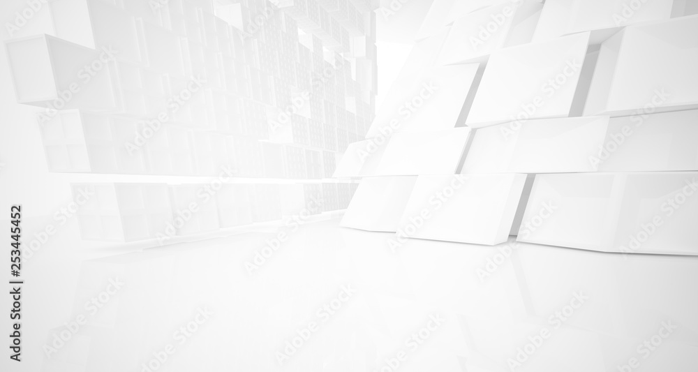 Abstract white parametric interior with window. 3D illustration and rendering. Abstract white parametric interior with window. 3D illustration and rendering.