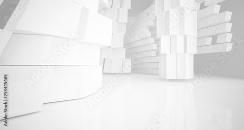 Abstract white parametric interior with window. 3D illustration and rendering. © SERGEYMANSUROV